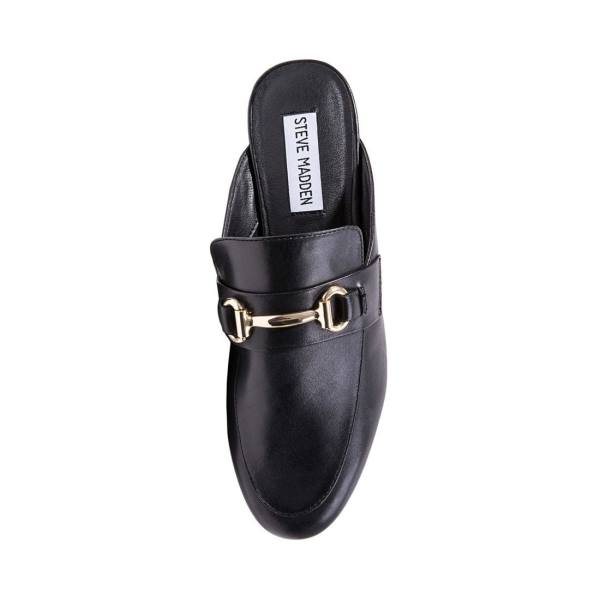 Steve Madden Kandi Leather Women's Flat Shoes Black | SM-647PL