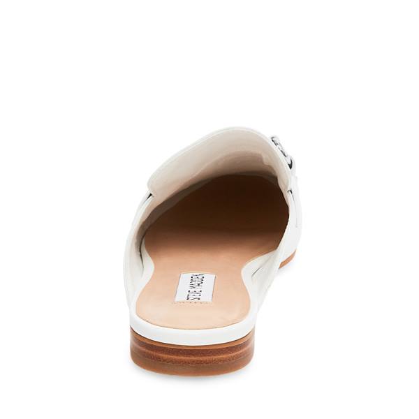 Steve Madden Kandi Leather Women's Flat Shoes White | SM-782ME