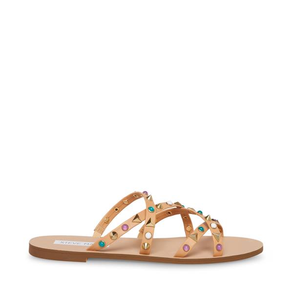 Steve Madden Kelsey Natural Women\'s Sandals Beige Multicolor | SM-890YR