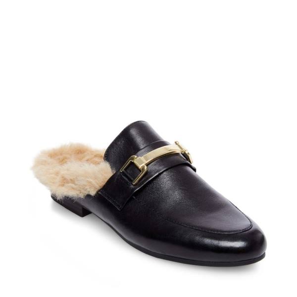 Steve Madden Khloe Leather Women's Slippers Black | SM-258OA