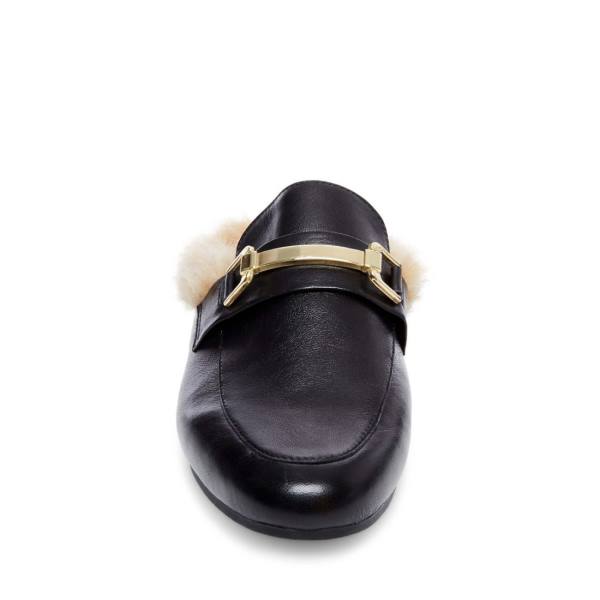 Steve Madden Khloe Leather Women's Slippers Black | SM-258OA