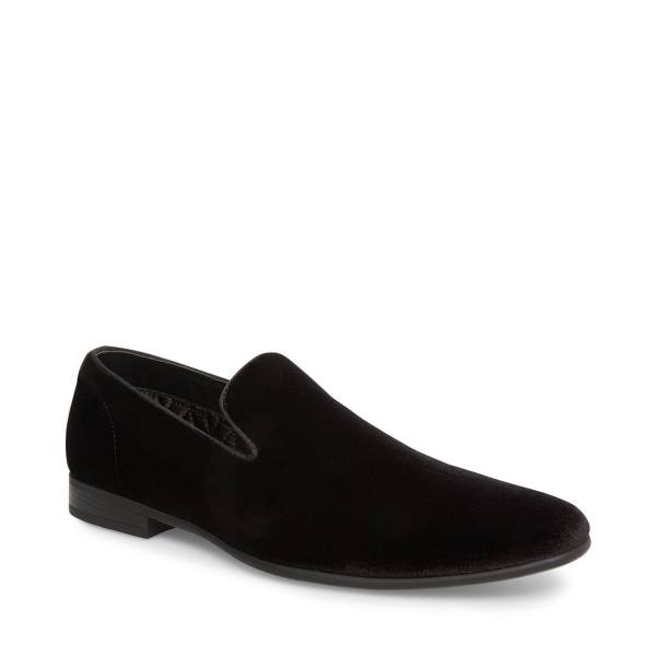 Steve Madden Laight Velvet Men's Loafers Black | SM-396EB