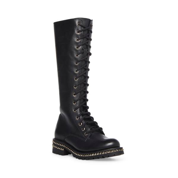 Steve Madden Lakewood Leather Women's Boots Black | SM-673ZT