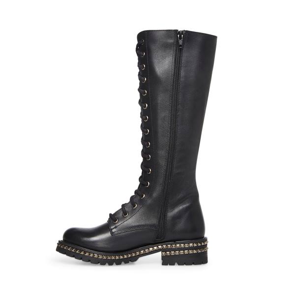 Steve Madden Lakewood Leather Women's Boots Black | SM-673ZT