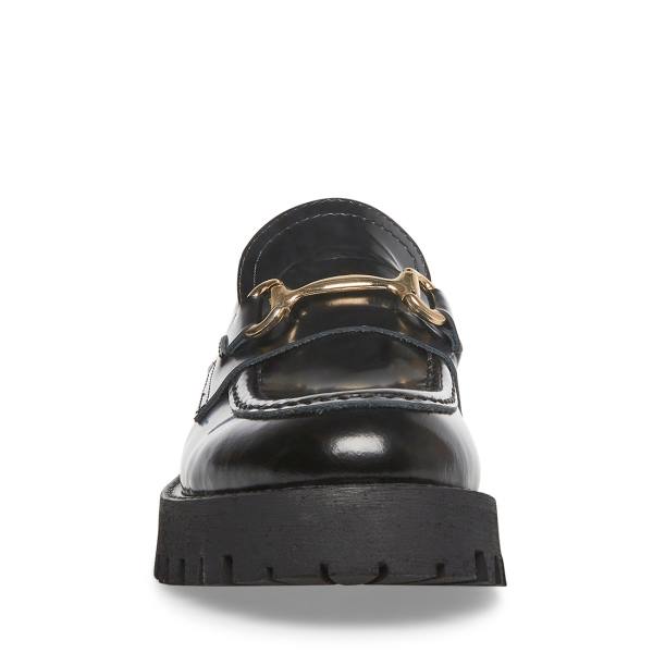 Steve Madden Lando Leather Women's Loafers Black | SM-084GF