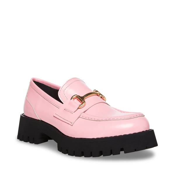 Steve Madden Lando Leather Women's Loafers Pink | SM-275QK