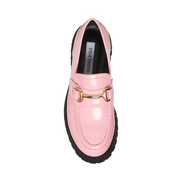 Steve Madden Lando Leather Women's Loafers Pink | SM-275QK