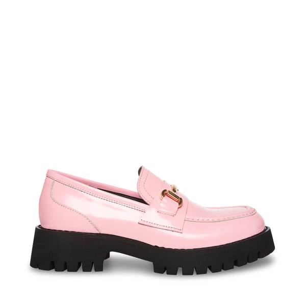 Steve Madden Lando Leather Women\'s Loafers Pink | SM-275QK