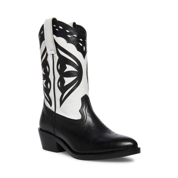 Steve Madden Laredo-m Women's Boots Black White | SM-854JZ