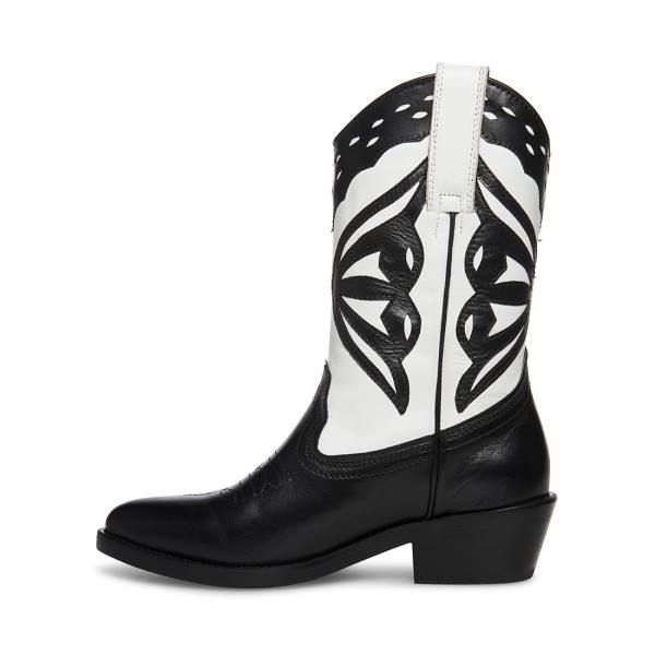 Steve Madden Laredo-m Women's Boots Black White | SM-854JZ