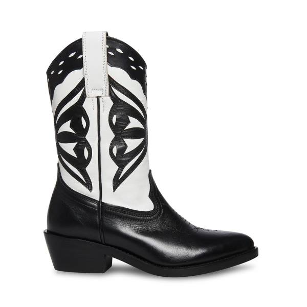 Steve Madden Laredo-m Women\'s Boots Black White | SM-854JZ