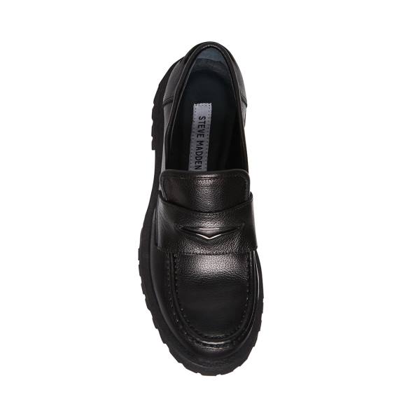 Steve Madden Lawrence Leather Women's Loafers Black | SM-479WL