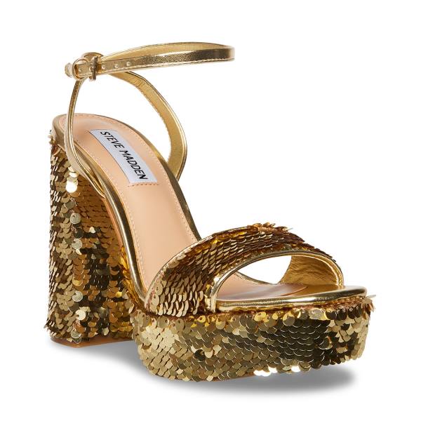 Steve Madden Lessa-s Women's Heels Gold | SM-560ZX