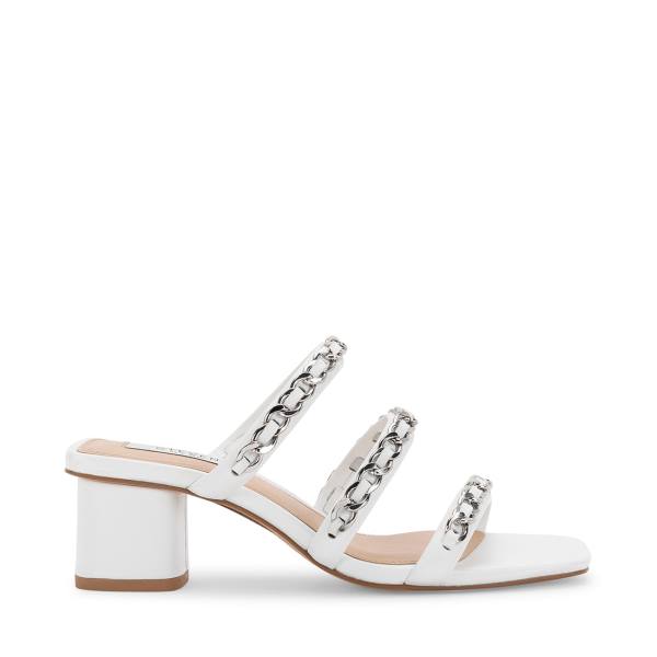 Steve Madden Links Leather Women\'s Heels White | SM-096UR