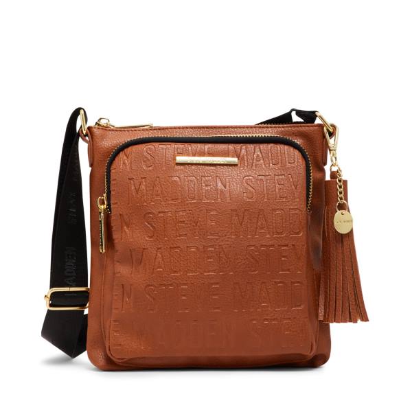 Steve Madden Logo Crossbody Cognac Women\'s Shoulder Bags Brown | SM-801AM