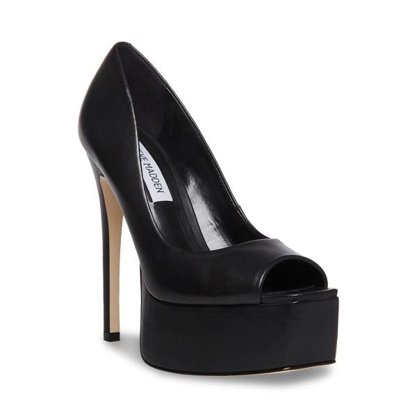 Steve Madden Lust Leather Women's Heels Black | SM-567JM