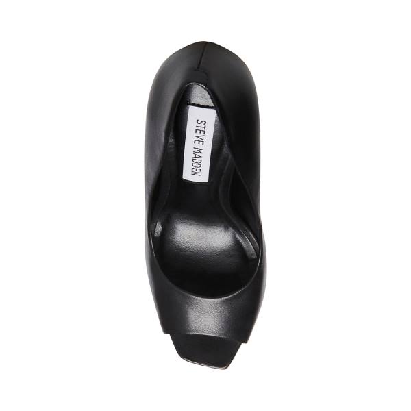 Steve Madden Lust Leather Women's Heels Black | SM-567JM