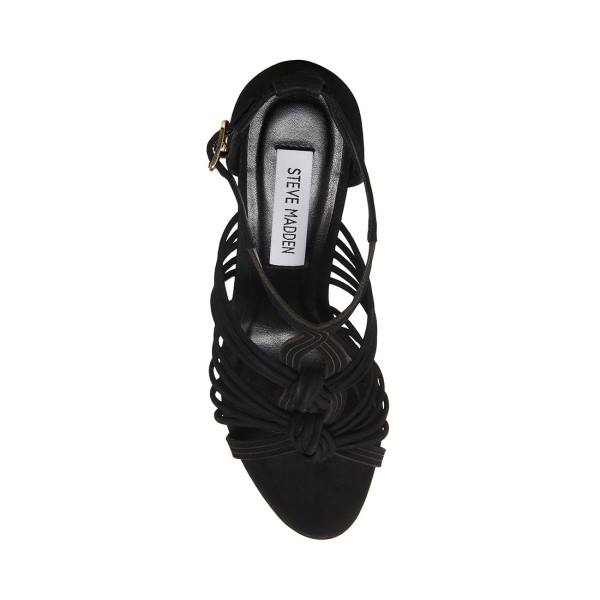 Steve Madden Lydia Nubuck Women's Heels Black | SM-305BL