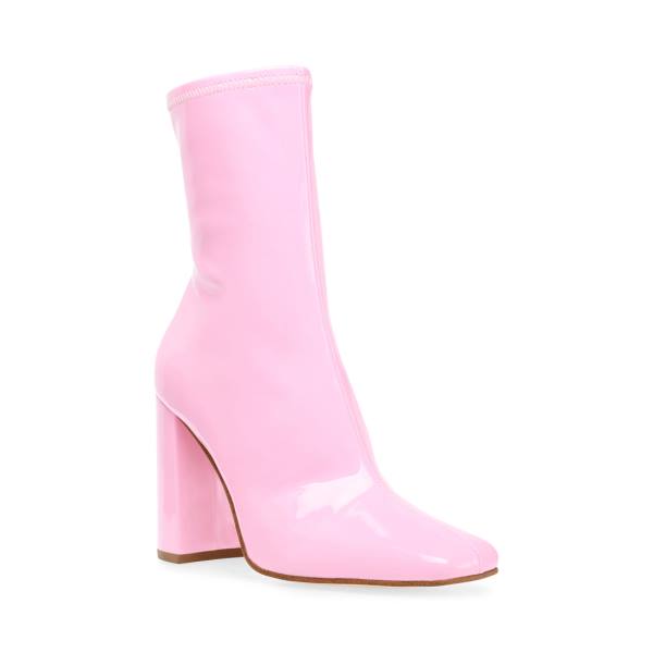 Steve Madden Lynden Patent Women's Booties Pink | SM-560HZ