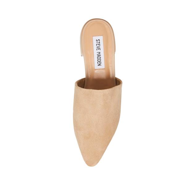 Steve Madden Lyra Camel Suede Women's Flat Shoes Brown | SM-586EW