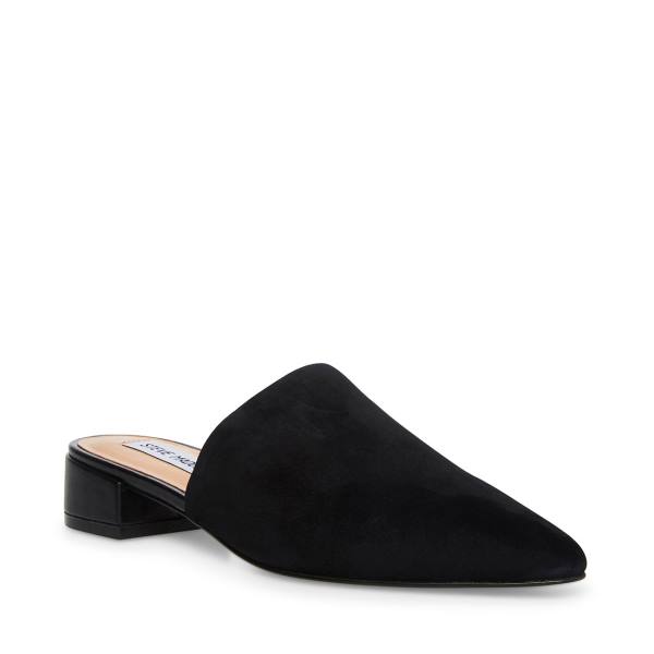 Steve Madden Lyra Suede Women's Flat Shoes Black | SM-948NP