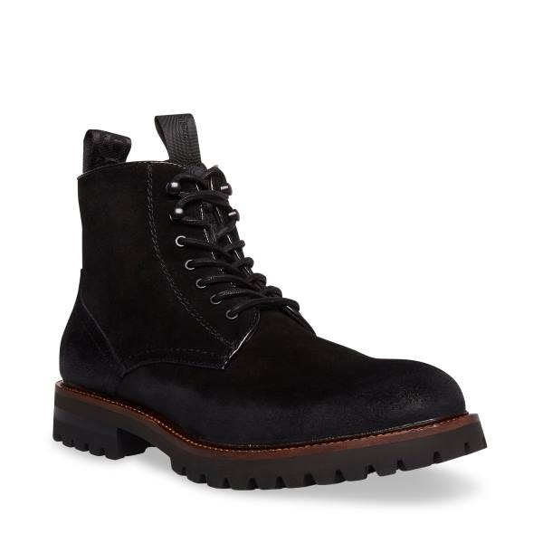 Steve Madden Mackee Suede Men's Boots Black | SM-763TV