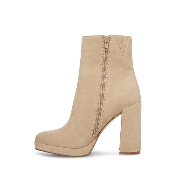 Steve Madden Main Sand Suede Women's Booties Brown | SM-830FR