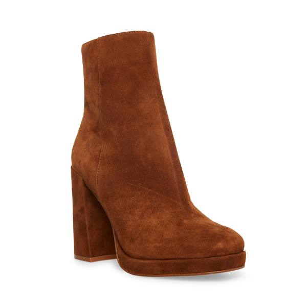 Steve Madden Main Suede Women's Booties Brown | SM-539TC