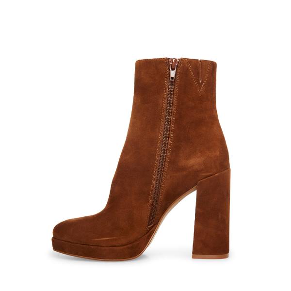 Steve Madden Main Suede Women's Booties Brown | SM-539TC