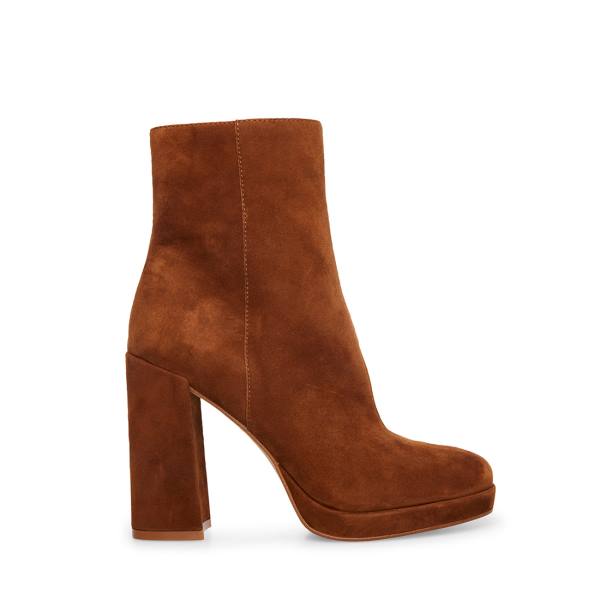 Steve Madden Main Suede Women\'s Booties Brown | SM-539TC