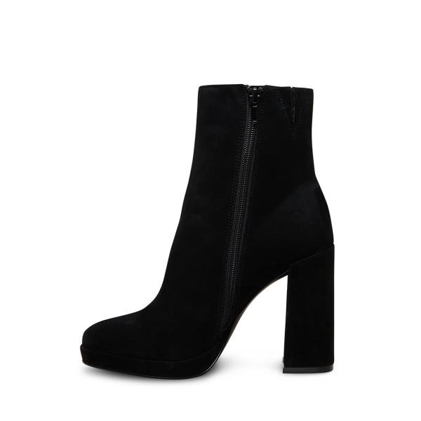 Steve Madden Main Suede Women's Booties Black | SM-590PB