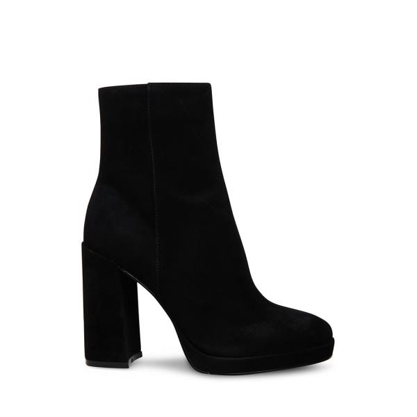 Steve Madden Main Suede Women\'s Booties Black | SM-590PB