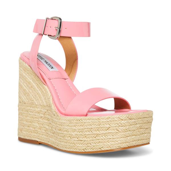 Steve Madden Mallandra Patent Women's Sandals Pink | SM-137XH