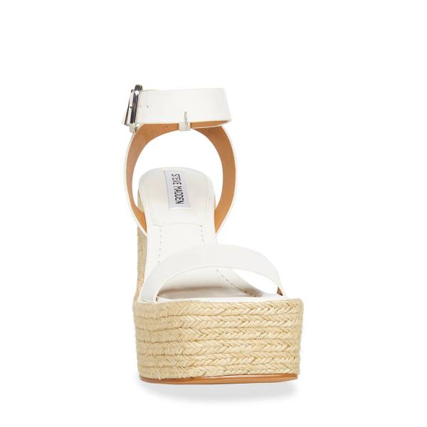 Steve Madden Mallandra Patent Women's Sandals White | SM-796HA