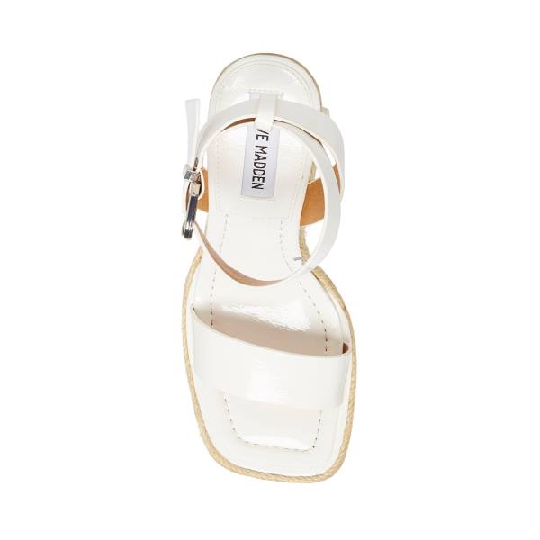 Steve Madden Mallandra Patent Women's Sandals White | SM-796HA