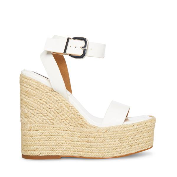 Steve Madden Mallandra Patent Women\'s Sandals White | SM-796HA