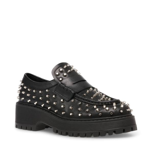 Steve Madden Malvern Studs Women's Loafers Black | SM-930HW