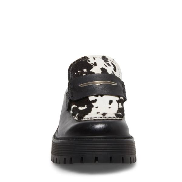 Steve Madden Malvern-c Women's Loafers Black White | SM-796QL