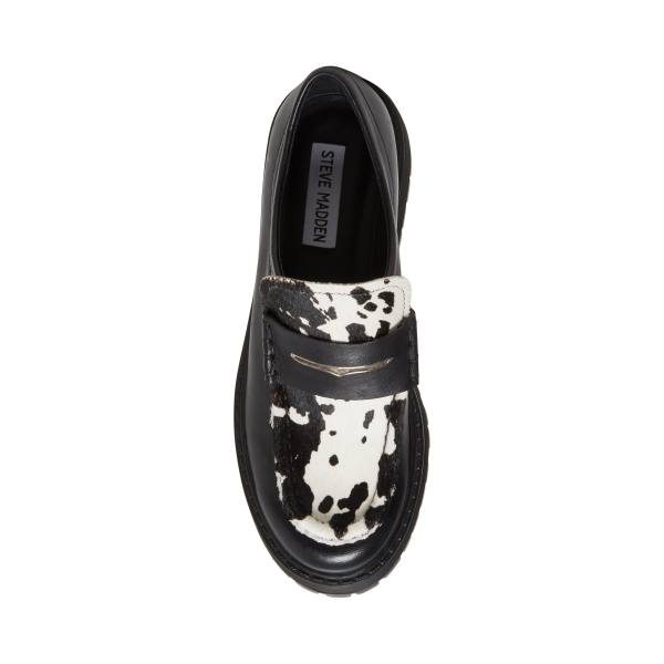 Steve Madden Malvern-c Women's Loafers Black White | SM-796QL