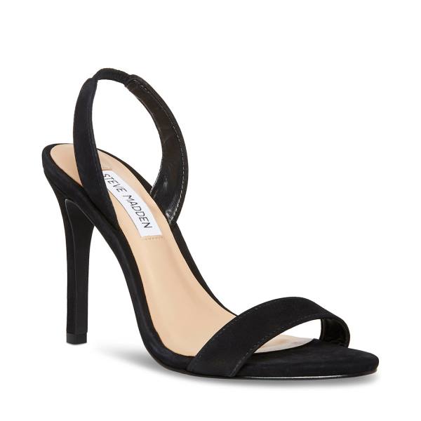 Steve Madden Marbella Nubuck Women's Heels Black | SM-623XT