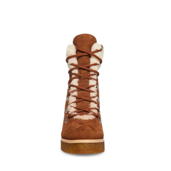 Steve Madden Marcel Cognac Suede Women's Booties Brown | SM-640OL