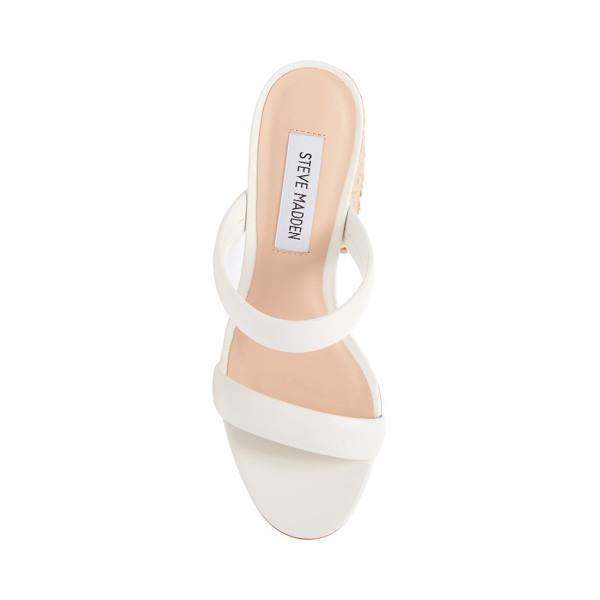 Steve Madden Marcella Leather Women's Heels White | SM-607AX