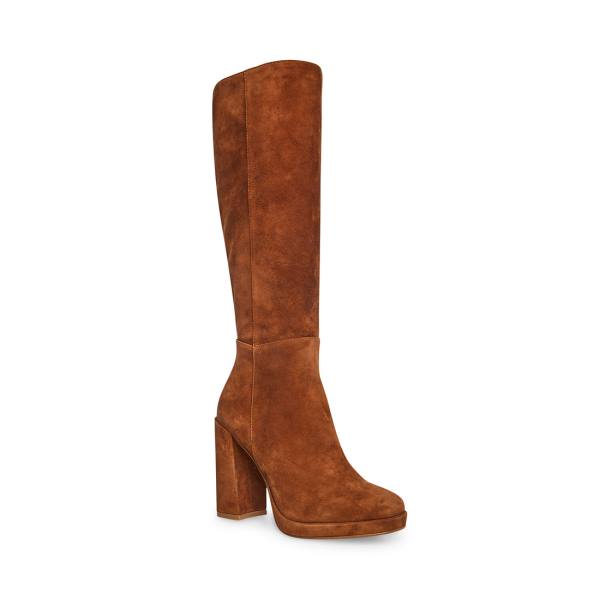 Steve Madden Marcello Chestnut Suede Women's Boots Brown | SM-584LM