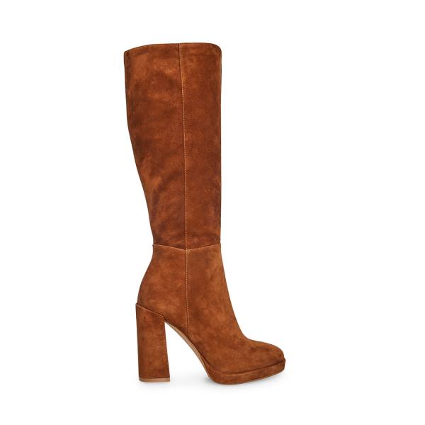 Steve Madden Marcello Chestnut Suede Women\'s Boots Brown | SM-584LM