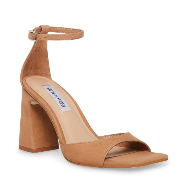 Steve Madden Margot Camel Nubuck Women's Heels Brown | SM-653RO