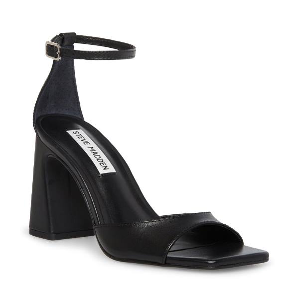 Steve Madden Margot Leather Women's Heels Black | SM-563VR