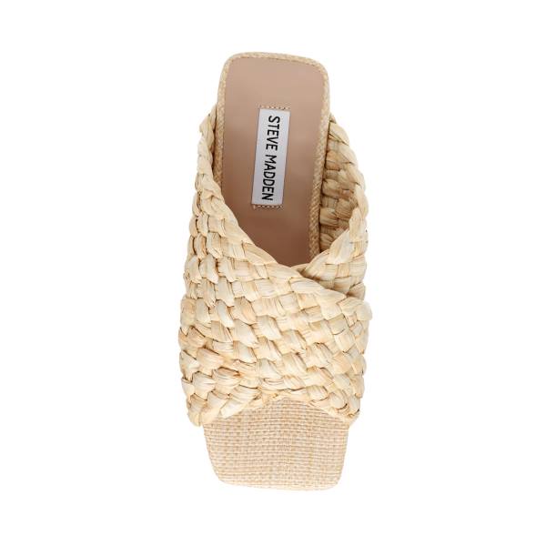 Steve Madden Marina Natural Raffia Women's Sandals Beige | SM-572GX