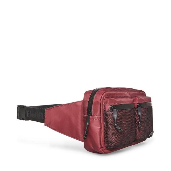 Steve Madden Mesh Fanny Pack Burgundy Men's Handbag Burgundy | SM-621TH