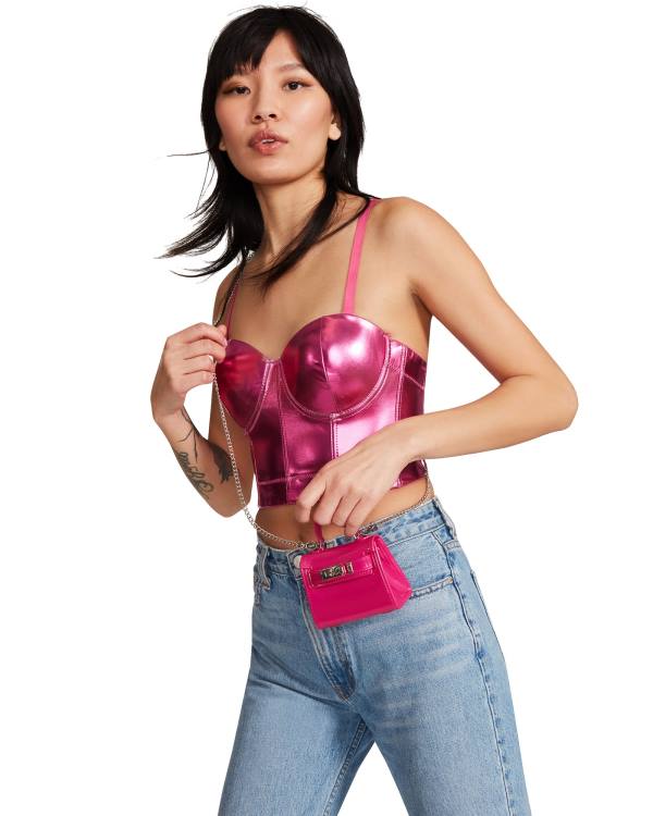 Steve Madden Metallic Bustier Women's Tops Pink | SM-384FI