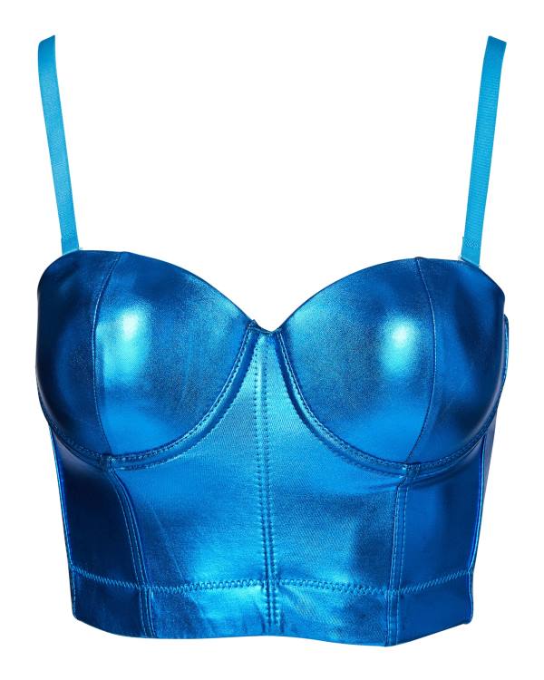 Steve Madden Metallic Bustier Women's Tops Blue | SM-419AO